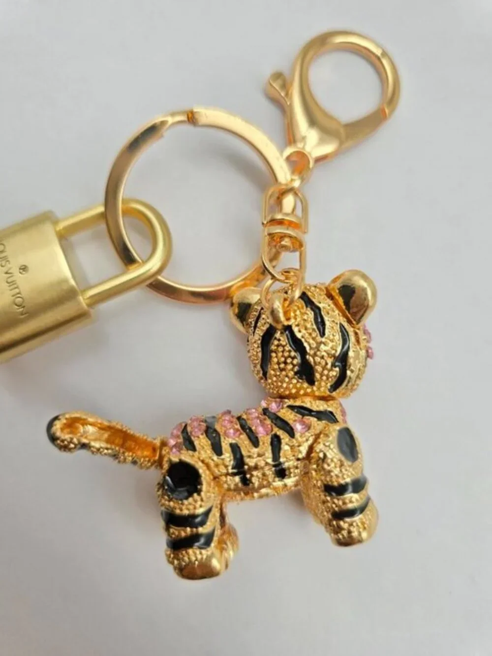 Louis Vuitton Authentic Gold Padlock 🔑 Key + Stylish Unbranded Lion Bag Charm